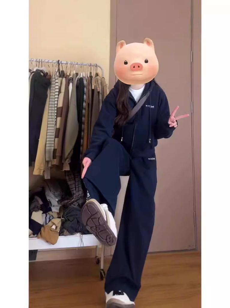 Large size loose sweater sports suit women's autumn fashion, thin and casual, two-piece set fat mm2-150kg