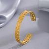 Three Layer C Shape Open Bracelet With 14K Gold Disc Accents Titanium Steel Bangle Fashion Ins Jewelry