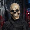 Pohodlná síťovaná maska Strašidelná Halloweenská Lebka na celou hlavu s pohyblivou čelistí Děsivá Realistická Cosplay rekvizita Kostra Latexová helma Prodyšné oči