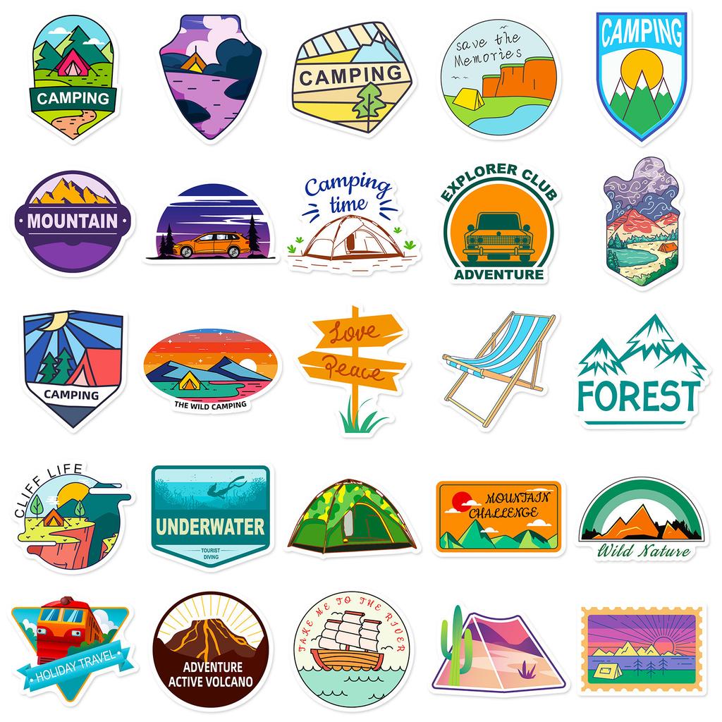 50 Outdoor Travel Series Stickers European and American Trendy Stickers Ins Suitcase Notebook Graffiti Stickers