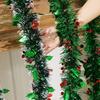 2PCS Reusable 2M Christmas Garland DIY Shiny Tinsel Tinsel Garland Pendant Prop Adjustable Xmas Tree Ornaments Party Decor