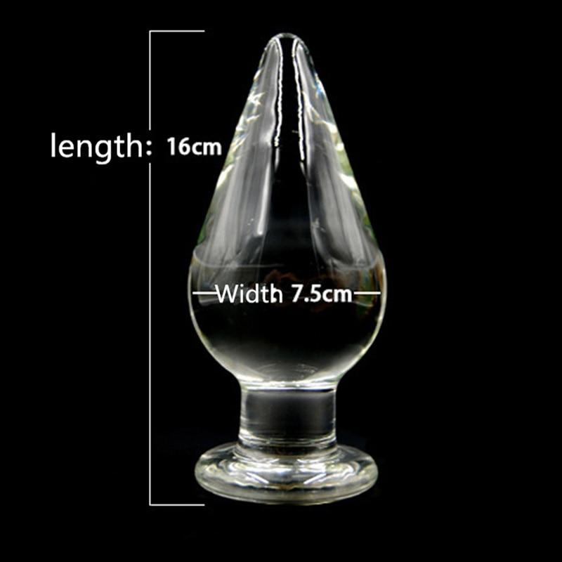 16 cm großer klarer Kristallglas-Buttplug Vaginalkugeln Erwachsene Masturbation Riesiges Analsexspielzeug für Frauen Männer Homosexuell