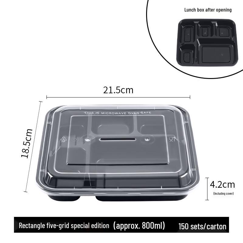Yudu Disposable 5-Compartment Meal Prep Containers