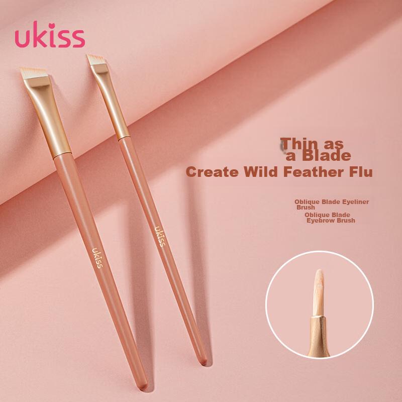Ukiss Large Angled Blade Eyebrow Brush (Single Pack), Flat Head Eyeliner Brush, Eye Makeup Blending Brush for Under-Eye Bags And Details