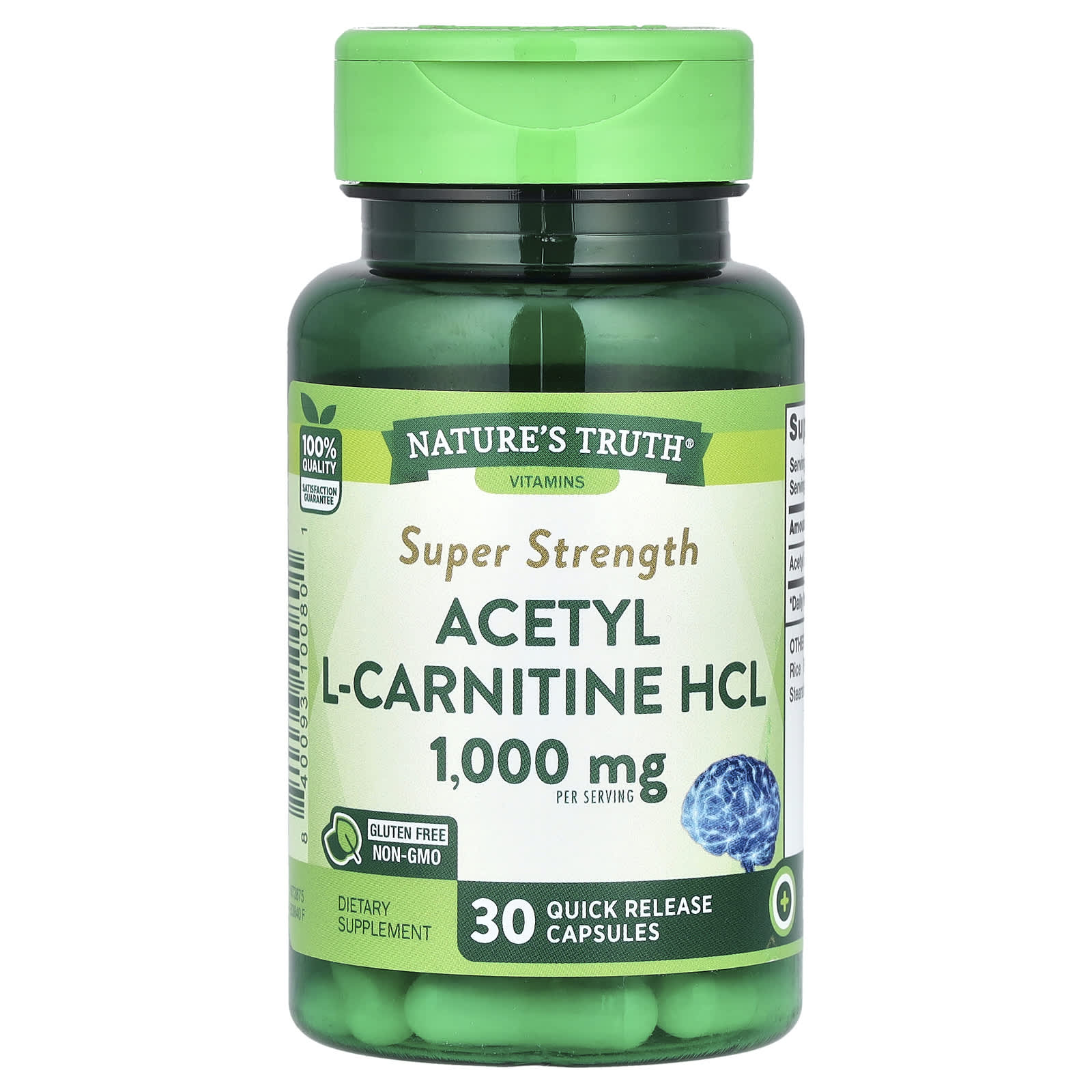 

Nature S Truth, Acetyl L-Carnitine Hcl, Super Strength, 1,000Mg, 30 Rapid Release Capsules (500Mg per Capsule)