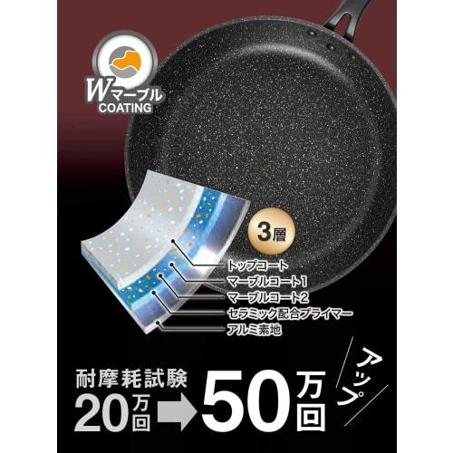 Wahei Freiz Improved wear resistance! Marble coated two-handed pot 22cm Non-stick Compatible with IH and gas Double Marble RB-2123
