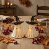 Fall Indoor Home Decorations Witch Hat Ghost Tealight Candle Holder, Vintage Resin Halloween Tabletop Decor Cozy Party Supplies with Warm Glow