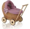 Sweet Baby Doll Stroller Wicker Walking with Bedding Set Pink Retro and Soft Padding Stella