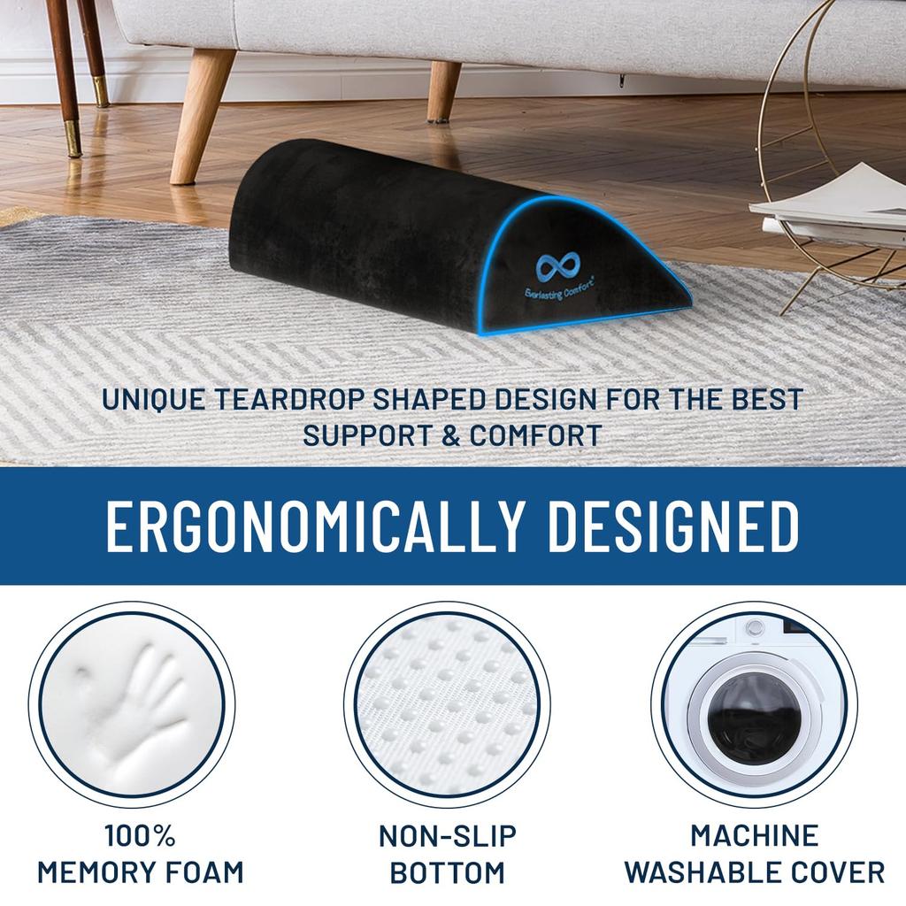 Everlasting Comfort Under-Desk Foot Rest, Memory Foam with Removable Cover, Perfect for Home Offices and Long Desk Work (Black)