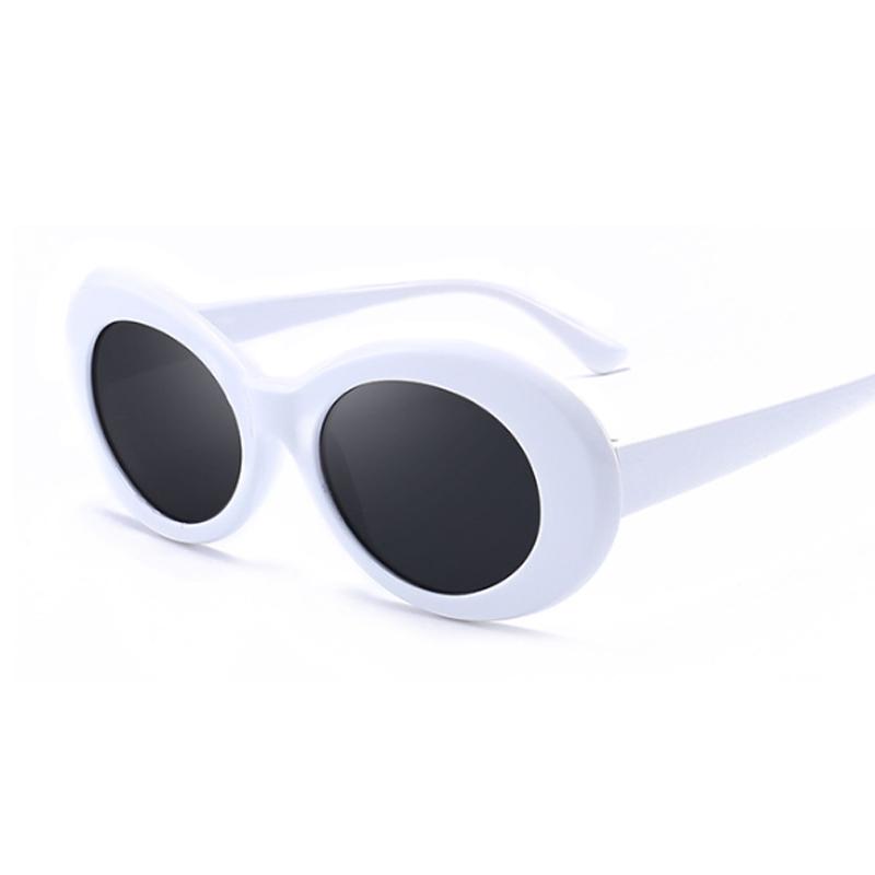 Vintage Oval Round Sunglasses Woman Designer Sunglasses Female Male Black White Mirror Kurt Cobain Glasses Sun Glasses