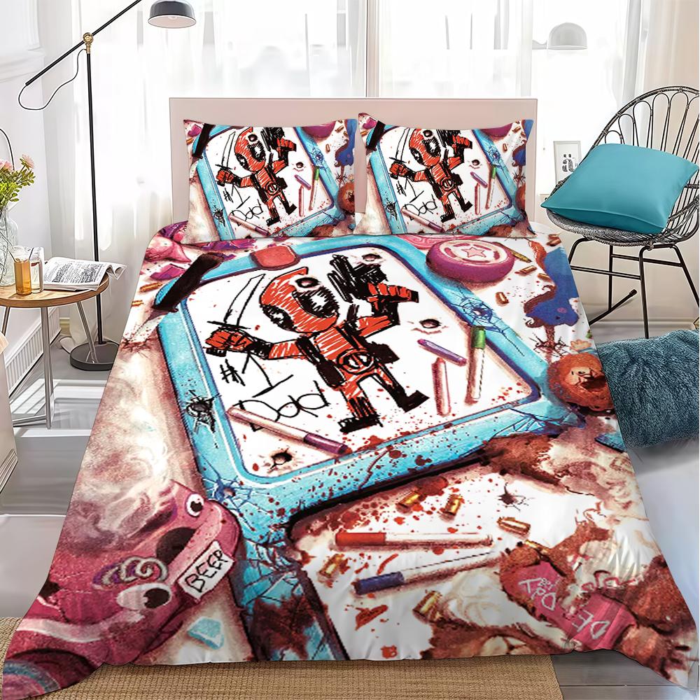 Cool D-Deadpool Duvet Cover Set Home Style Bedding Soft Laundry Cotton Bed 3 Piece Set Student Dormitory Gift