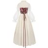 Temperament Dress Literary Retro Floral Waist Dress Medieval Victorian Clothing