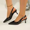Women's Pointed-Toe Closed-Toe High-Heel Sandals, Fashionable Slip-On Footwear, Available In Large Sizes.