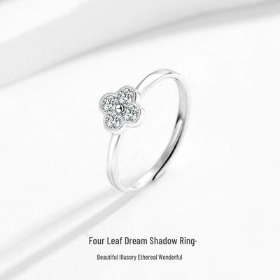 Anello Versatile da Donna in Argento Sterling S925 a Forma di Quadrifoglio Stile Coreano