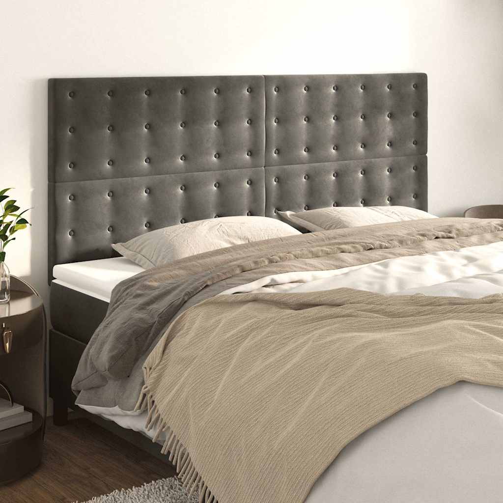 vidaXL Kopfteil Dunkelgrau 160 x 5 x 118/128 cm Samt