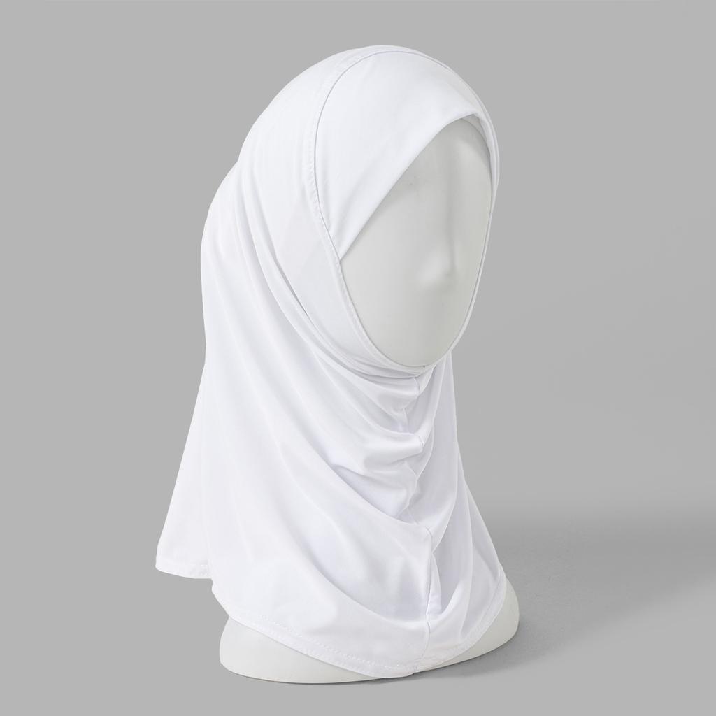Small Size Cotton Jersey Instant Hijab Headscarf For Children Muslim Solid Plain Color Ready To Wear Hijabs Full Cover Neck