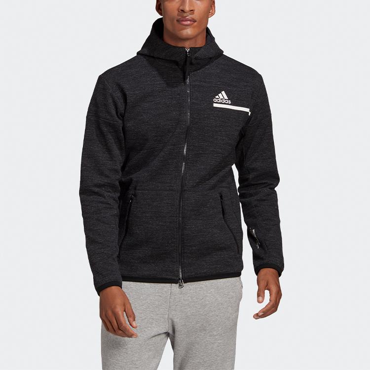 adidas ZNE FZ Hooded Fleece Jacket Winter Men Outerwear Black GU2077