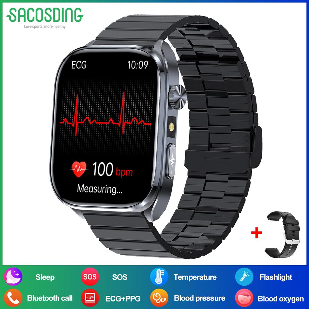 SACOSDING AI Health SmartWatch for Men Women with Flashlight 2.5D UI Voice Bluetooth Call Smart Watch Fitness Tracker