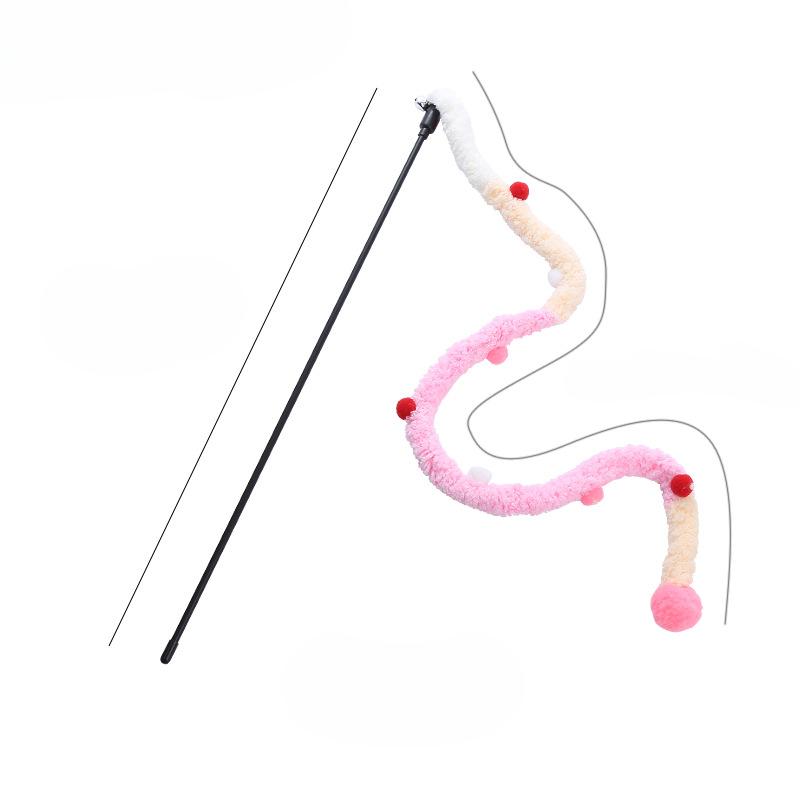 

Товары для животных Красочные плюшевые полоски Кошачья палочка для дразнения Колокольчик Декомпрессионные интерактивные игрушки для кошек 60cm