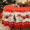 Weihnachtsrunde Tischdecke Winter Stechpalme Schneemann Tischdecke Dekorative Tischdecke Stoff für Drinnen Draußen Feiertagsparty Esstischdeko