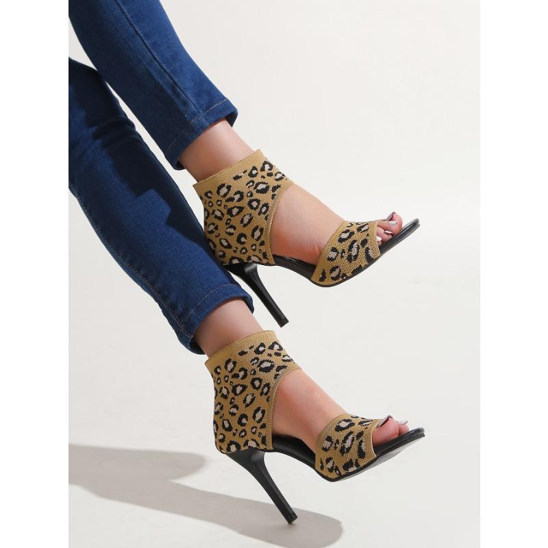 Sexy Leopard Print High Heel Fine Heel Sandals Women