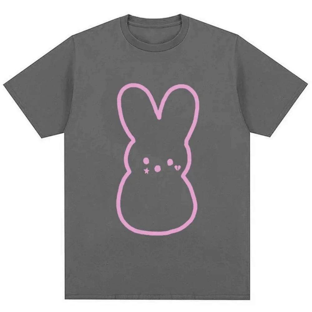 Lil Peep Emo Rabbit Girl Fun Meme Summer Mens Casual Loose Short sleeved Tshirt