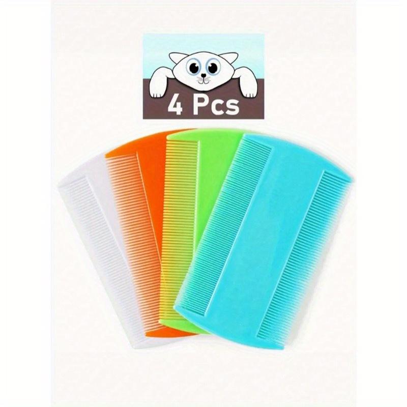 

4 шт. Гребень для груминга питомцев от блох и вшей, Двусторонняя расческа с частыми зубьями для распутывания кошачьей шерсти, Товары для красоты питомцев разноцветный