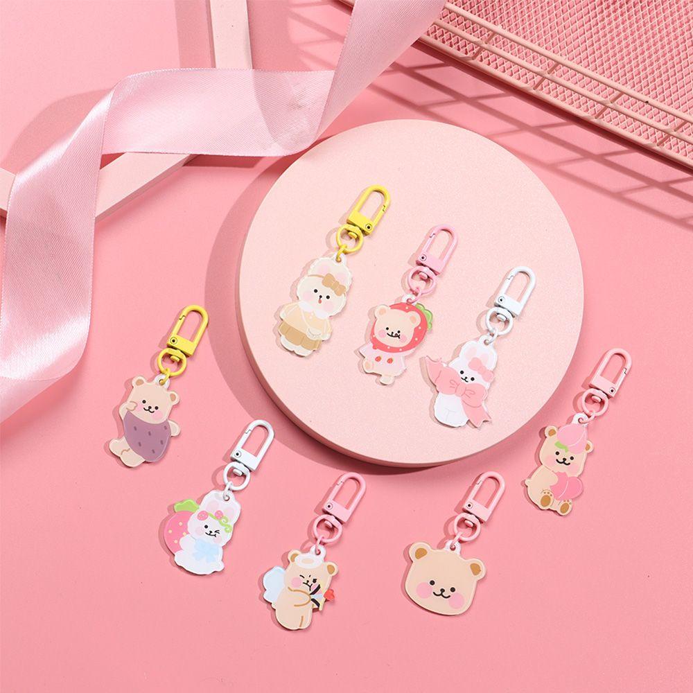 Fashion Jewelry Acrylic Phone Chain Bag Pendant Rabbit Cat Bear Keyring Keychains