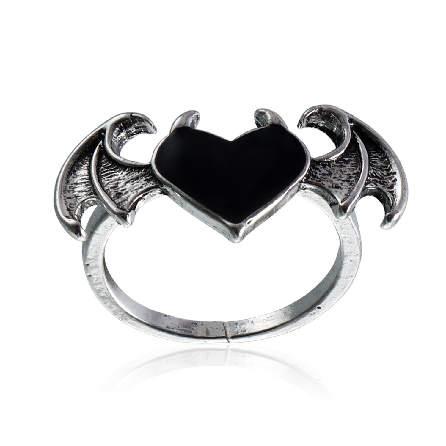 Dark punk love pendant, necklace, creative devil wings, oil drop necklace.