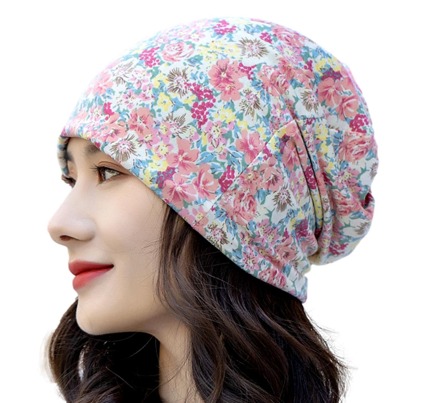 

Вязаная шапка для медицинского ухода, маленькая цветочная шапка-бини для ухода, вязаная зимняя кепка газетчика с защитой от УФ-лучей [Electric Circus], женская, шапка, шапка, шапка, узор, шапка, розовый