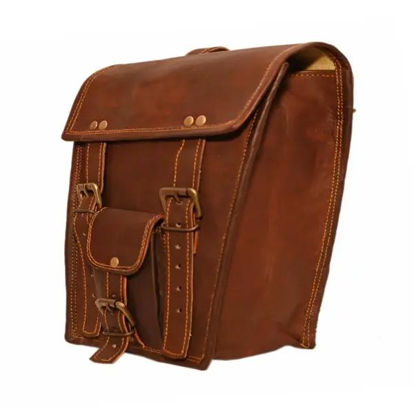 Vintage Leather Motorcycle Saddle Bags Set of 2  Handmade Full-Grain Heavy Duty Biker Luggage