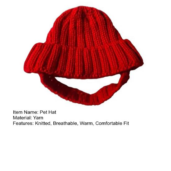 Red Knitted Dog Hat Winter Warm Pet Dog Hat Knit Yarn Cap