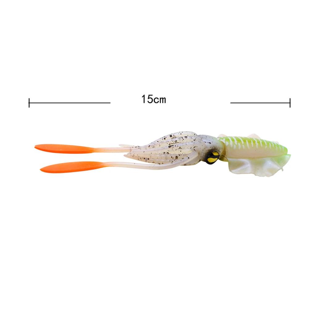 15cm 20g Silicone Soft Artificial Rubber Luminous/UV Squid Jig Fishing Lures For Sea Fishing Trolling Wobbler Bait Fishing Tackl