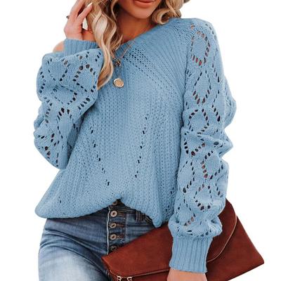 Women's Loose Hollow Long-sleeved Round Neck Sweater