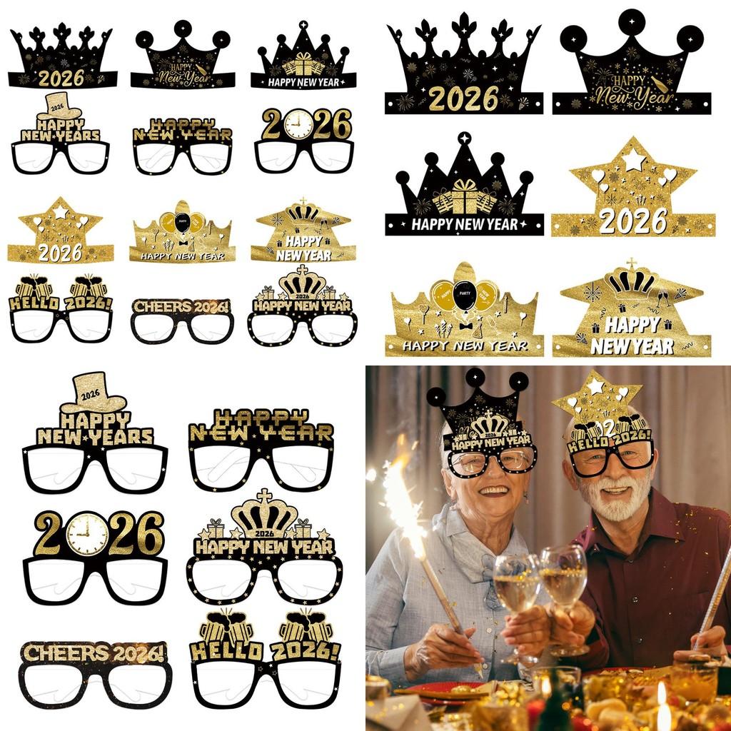 Party Year New Accessories Festive Photos Props Set With Paper Glasses Hat