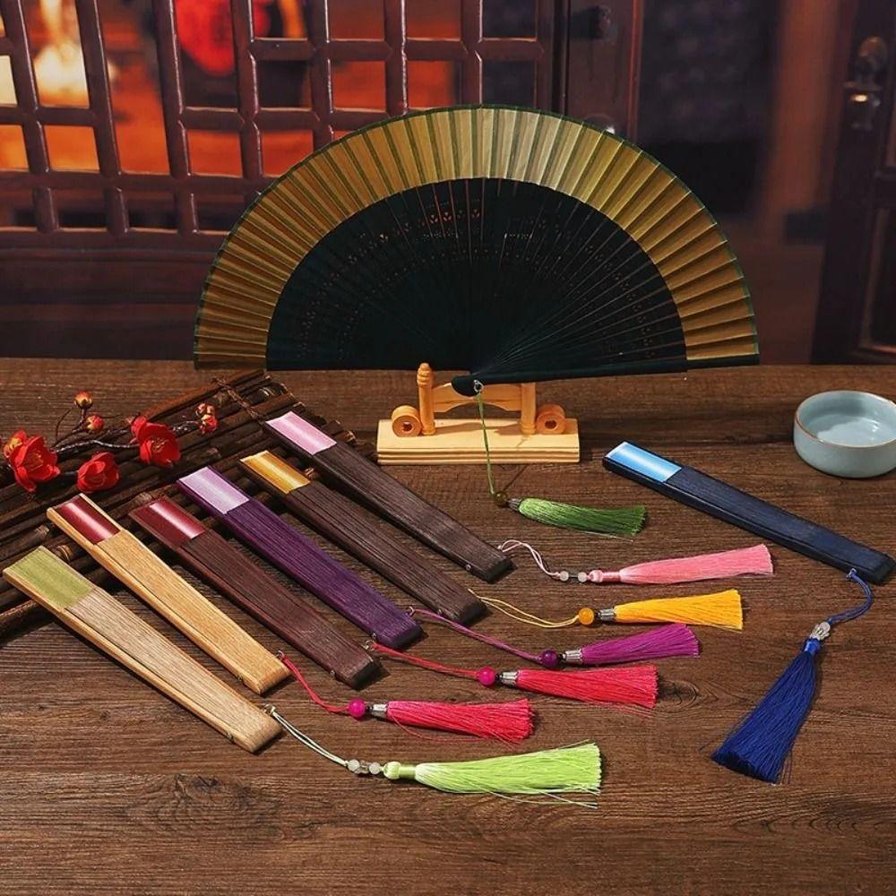 Gradient Color Retro Hand Fan Portable Dance Fan Chinese Style Bamboo Folding Fan  Gift Giving