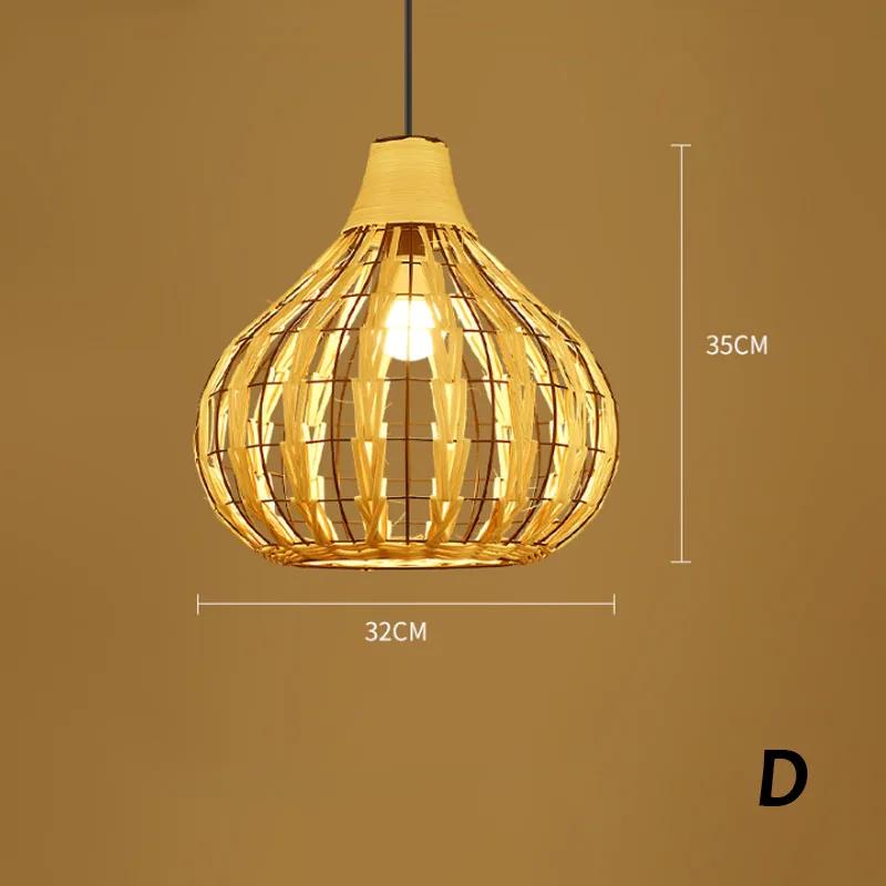 Chinese Rattan Art Chandelier Hand Woven Lamp Indoor Lighting Fixture for Living Room Led Dining Table Pendant Light Hoom Decor