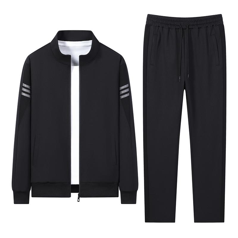 Sports Two-piece Set Plus Size Set Men's Spring And Autumn Standing Collar Cardigan Casual Loose Running Suit Two-piece Set