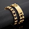Engravable Gold Men's Stainless Steel Bracelet - European & American Minimalist Hip-Hop Style