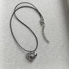 Fashion Love Heart Pendant Necklace Black Leathers Rope Choker Neck Chain Elegant Clavicle Chain Necklace Party Jewelry