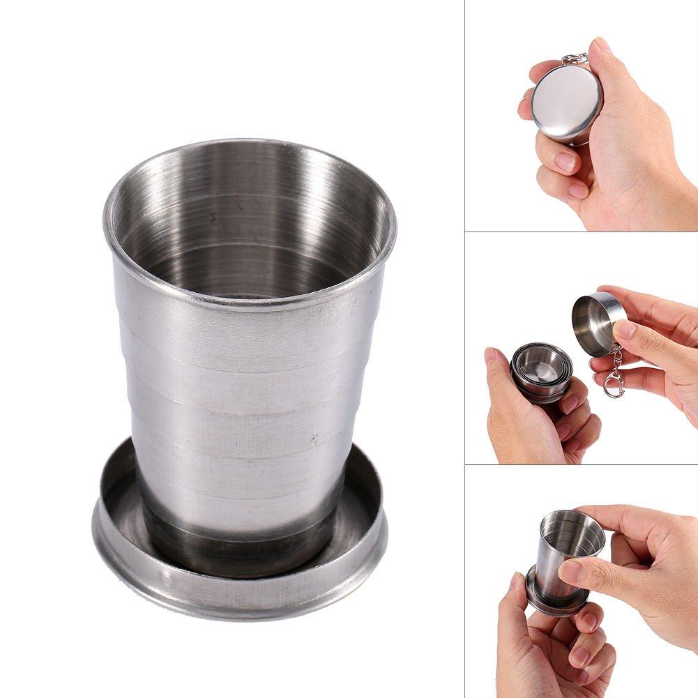 Food Grade Stainless Steel Telescopic Cup Travel Lightweight Outdoor Use Folding Cup Lightweight Extendable Water Cup Metal Wine Glass