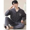 Men's Plus Size Pure Cotton Pajama Set - Long Sleeve for Spring, Autumn & Winter 2025