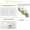 Hot,3 Pcs Cotton Embroidery  Kit Cactus Alpaca-shaped Pattern Embroidery Cloth Thread Needle Frame