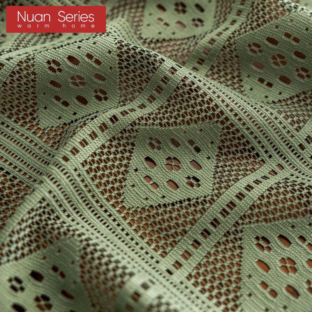 1PC Nuan Series Bohemian Tassel Hollow Sheer Curtain French Retro Translucent Gauze Curtain for Living Room Bedroom Balcony Window Home Decor