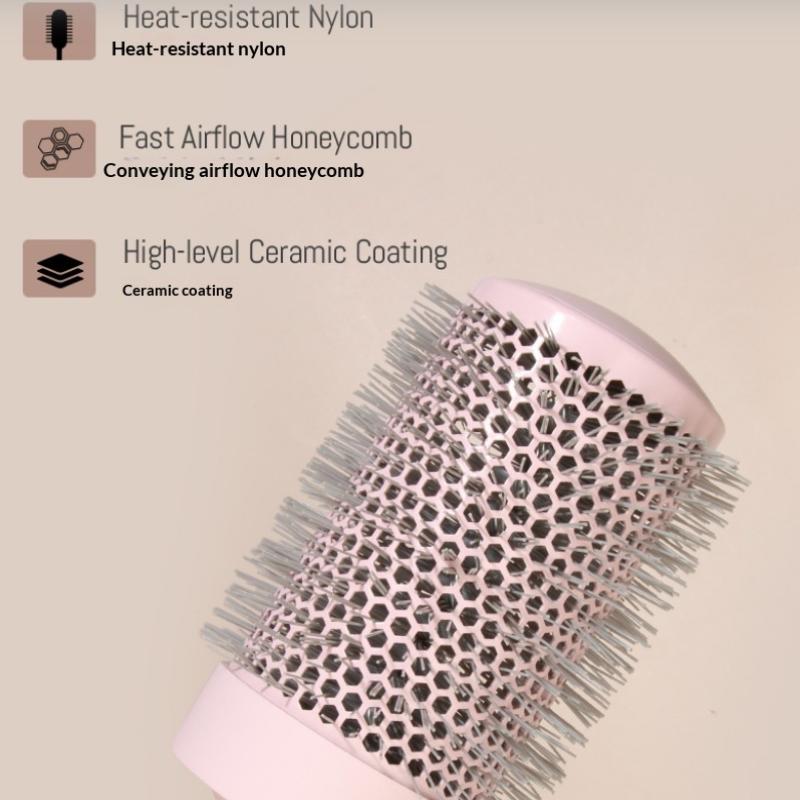 Barber Professional Round Blow Dry Brush, Professional Aluminum Tube Curly Hair  Cylinder Comb For Curly Hair Styling