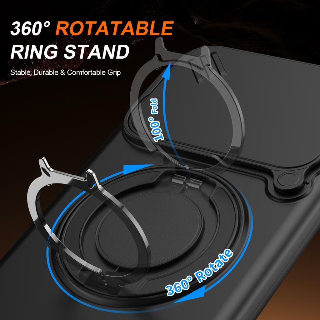 Sliding Camera Lens Cover Armor Phone Case For Xiaomi17T 17T Pro 5G Metal Ring Stand TPU Frame Plastic Shockproof Shell Fundas