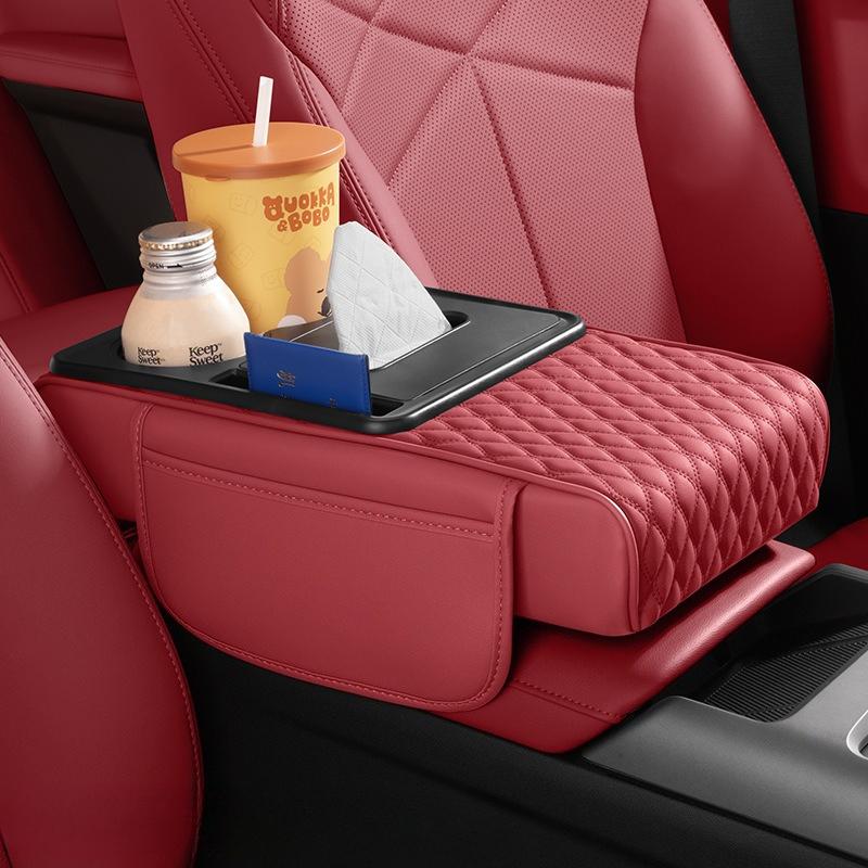 Multi-Functional Car Armrest Box Pad Height Increasing Pad Center Armrest Tissue Box Storage Bag Water Cup Holder