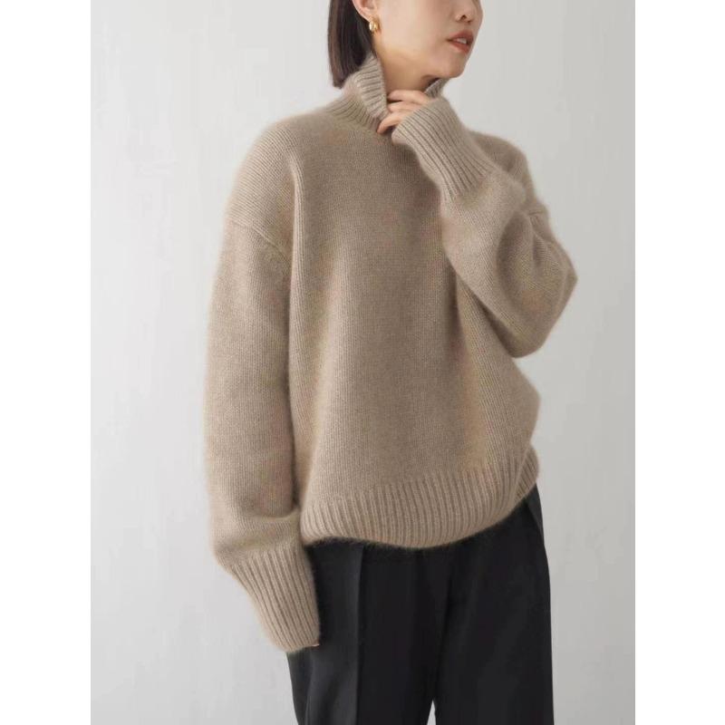 Women's Turtleneck Sweater Soft Warm Loose Casual Solid Color Knit Pullover Basic Style Top Autumn and Winter Commute Harajuku Style