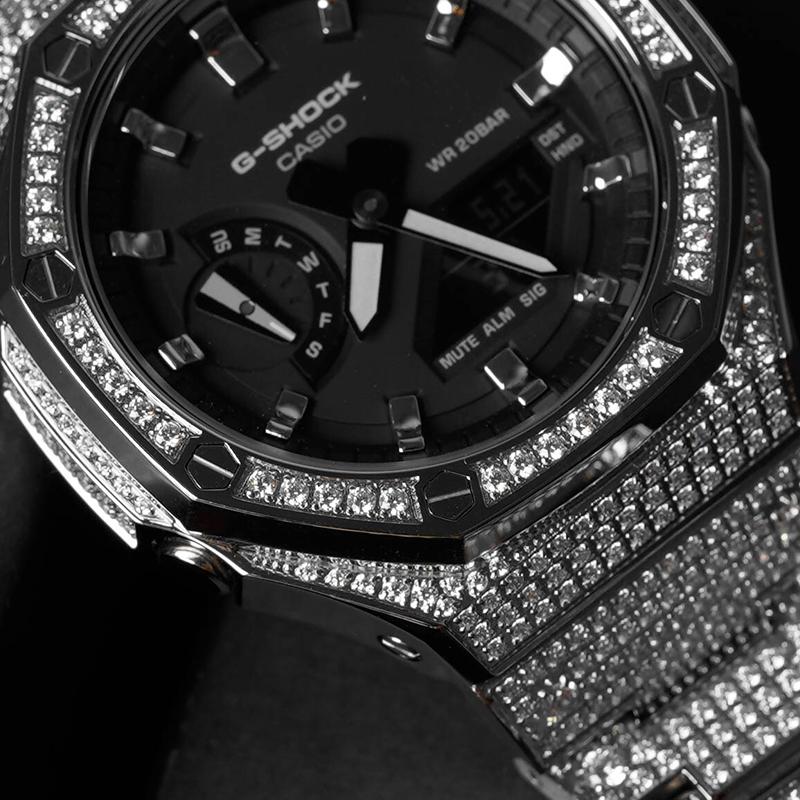 CASIO Men Liquid Crystal/Analog Dual Display Series Black Watch GA-2100-1A-