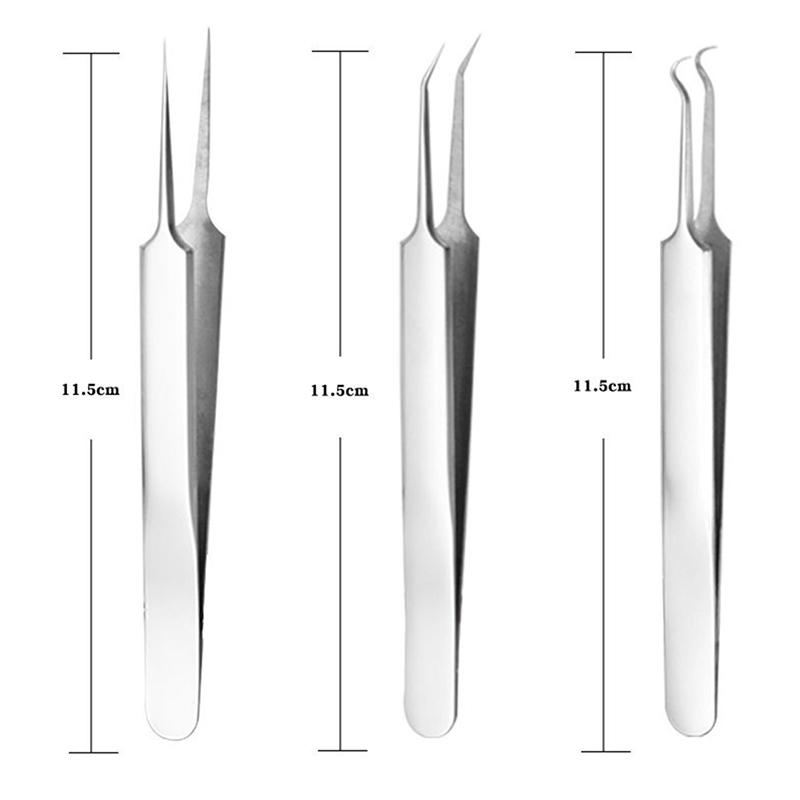 Needle Tweezers Blackhead Pimples Removal Pointed Bend Head Face Care Tools